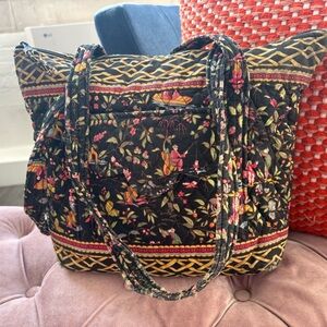 Vintage Vera Bradley Black and Gold Ming Garden Tote